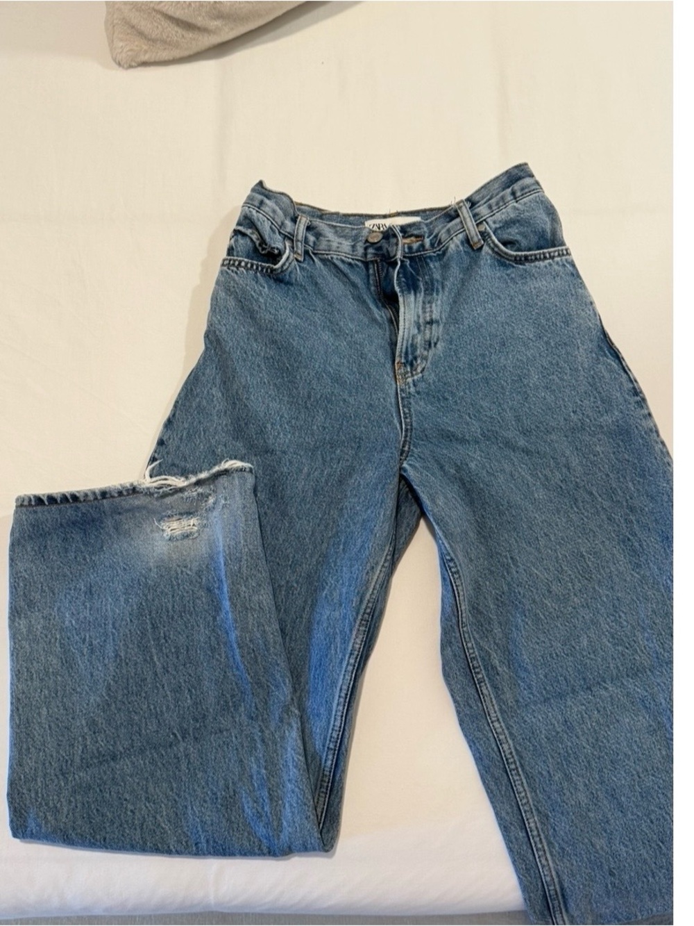 Zara Blue Wide Leg Flare Jeans